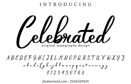 Celebrated Font Stylish brush painted an uppercase vector letters, alphabet, typeface