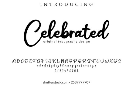 Celebrated Font Stylish brush painted an uppercase vector letters, alphabet, typeface