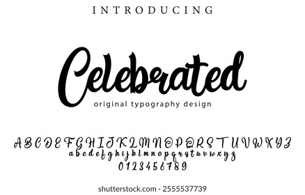 Celebrated Font Stylish brush painted an uppercase vector letters, alphabet, typeface