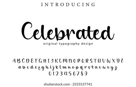 Celebrated Font Stylish brush painted an uppercase vector letters, alphabet, typeface