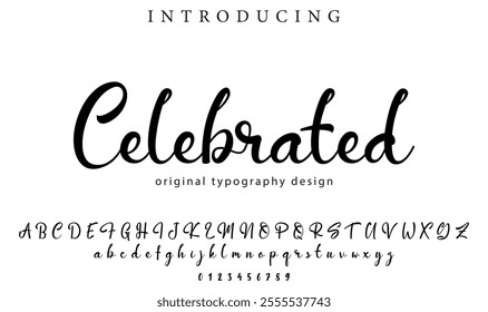 Celebrated Font Stylish brush painted an uppercase vector letters, alphabet, typeface