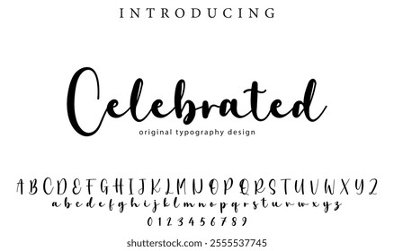 Celebrated Font Stylish brush painted an uppercase vector letters, alphabet, typeface