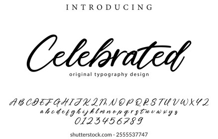 Celebrated Font Stylish brush painted an uppercase vector letters, alphabet, typeface