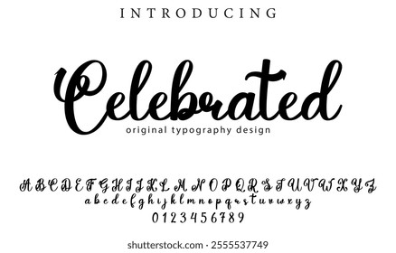 Celebrated Font Stylish brush painted an uppercase vector letters, alphabet, typeface