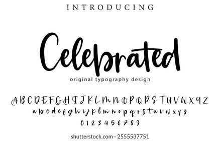 Celebrated Font Stylish brush painted an uppercase vector letters, alphabet, typeface