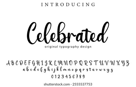 Celebrated Font Stylish brush painted an uppercase vector letters, alphabet, typeface