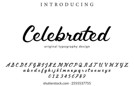 Celebrated Font Stylish brush painted an uppercase vector letters, alphabet, typeface