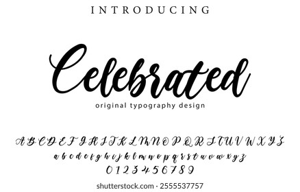 Celebrated Font Stylish brush painted an uppercase vector letters, alphabet, typeface