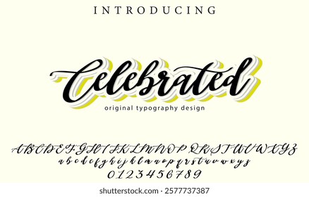Celebrated Font Stylish brush painted an uppercase vector letters, alphabet, typeface
