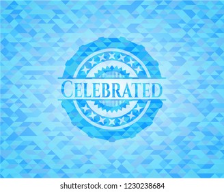 Celebrated realistic light blue mosaic emblem