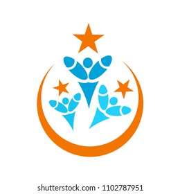 celebrate,happy,healthy people with star. graduation vector logo
