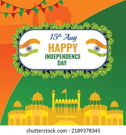 Celebrating 15 august happy independence day banner design.