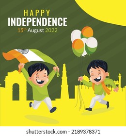 Celebrating 15 august happy independence day banner design.