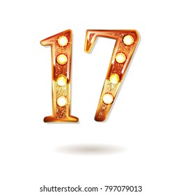 Celebrating of 17 years anniversary, logotype golden colored isolated on white background. Vector illustration