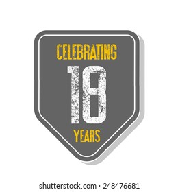 "Celebrating 18 years" banner. Vector illustration.