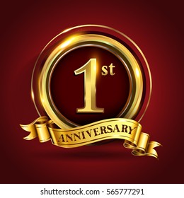 Celebrating 1st Golden Anniversary One Year Stock Vector (Royalty Free ...