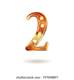 Celebrating of 2 years anniversary, logotype golden colored isolated on white background. Vector illustration