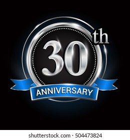 Celebrating 30th Anniversary Logo Silver Ring Stock Vector (Royalty ...