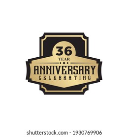 Celebrating 36th year anniversary logo design vector template