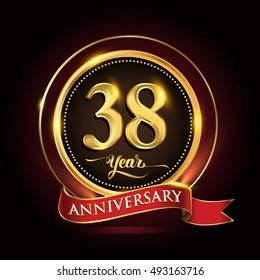 Celebrating 38 Years Anniversary Template Logo Stock Vector (Royalty ...