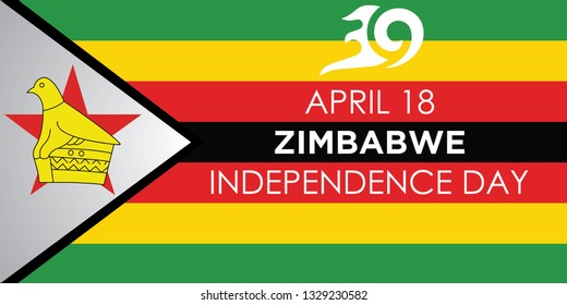 Celebrating 39th Zimbabwe Independence Day. Vector. 5k - Vector - Shutterstock ID 1329230582