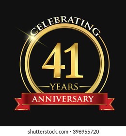Celebrating 41 Years Anniversary Logo Golden Stock Vector (Royalty Free ...
