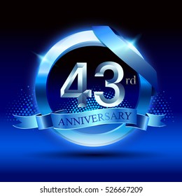 Celebrating 43rd Anniversary Logo Silver Ring Stock Vector (Royalty ...