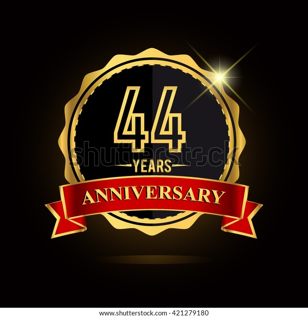 Celebrating 44 Years Anniversary Logo Golden Stock Vector (Royalty Free ...