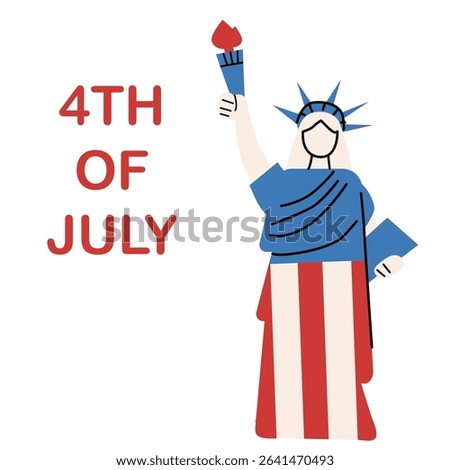 Celebrating 4th of july with iconic statue of liberty illustration for independence day designs. Can used for promotion background, sale banner, social post design