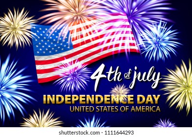 Celebrating the 4th of July, Independence Day fireworks vector art