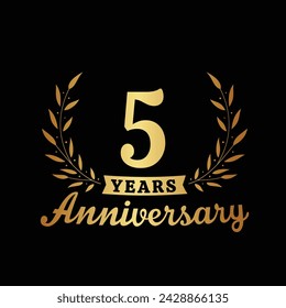 Celebrating 5 years anniversary logo design template. 5th anniversary celebrations logotype. Vector and illustrations.