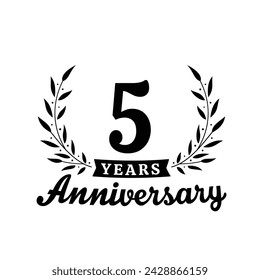 Celebrating 5 years anniversary logo design template. 5th anniversary celebrations logotype. Vector and illustrations.