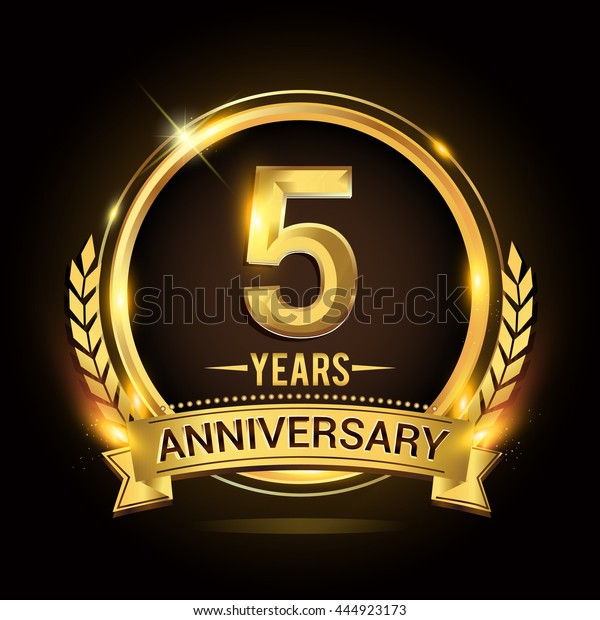 Celebrating 5 Years Anniversary Logo Golden Stock Vector (Royalty Free ...