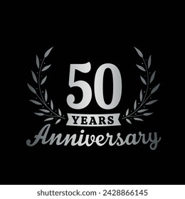 Celebrating 50 years anniversary logo design template. 50th anniversary celebrations logotype. Vector and illustrations.