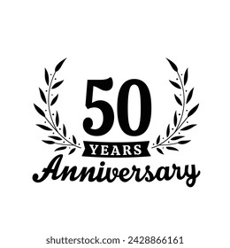 Celebrating 50 years anniversary logo design template. 50th anniversary celebrations logotype. Vector and illustrations.