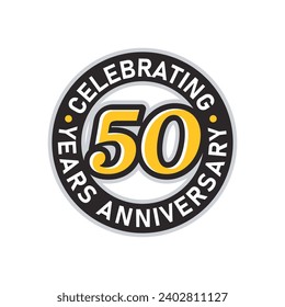 Celebrating 50 years circular logo design. 50 Year Anniversary Logo, emblem, Vector Template Design element for birthday, invitation, wedding, jubilee and greeting card illustration.
