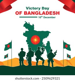 Celebrando os 51 anos da vitória em Bangladesh: 16 de dezembro como modelo para mídias sociais, ilustração patriótica, saudação de feriado nacional, conceito criativo e fundo artístico abstrato