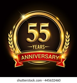 Celebrating 55 Years Anniversary Logo Golden Stock Vector (Royalty Free ...