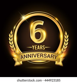 6th Golden Anniversary Logo Six Years Stock Vector (Royalty Free) 561518671