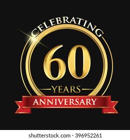 Celebrating 60 Years Anniversary Logo Golden Stock Vector (Royalty Free ...