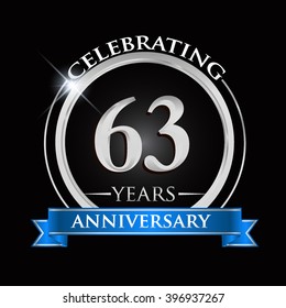 Celebrating 63 Years Anniversary Logo Silver Stock Vector (Royalty Free ...