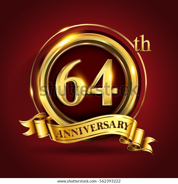 Celebrating 64th Golden Anniversary Sixty Four Stock Vector (Royalty ...