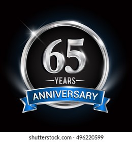 Celebrating 65 Years Anniversary Logo Silver Stock Vector (Royalty Free ...