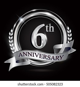 Celebrating 6th Anniversary Logo Silver Ring Stock Vector (Royalty Free ...