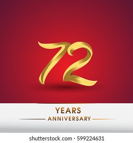 Celebrating 72 Years Anniversary Logotype Golden Stock Vector (Royalty ...