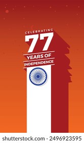 Celebrating the 77th year of India's Independence. Creative design for posters, banners, advertising, etc. Happy Independence Day. eps10. editable