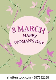 Celebrating 8 march with vector illustration of pink snowdrops.