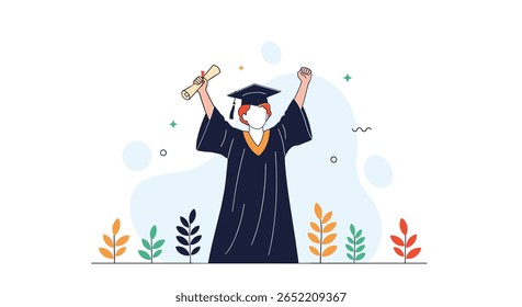 Celebrating Academic Achievement A Graduate Throws Their Cap in the Air