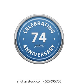 Celebrating Anniversary 74 Years Badge Stock Vector (Royalty Free ...