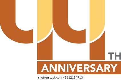 Celebrating Anniversary brown and light orange colored number 44 on a white background with word TH ANNIVERSARY.